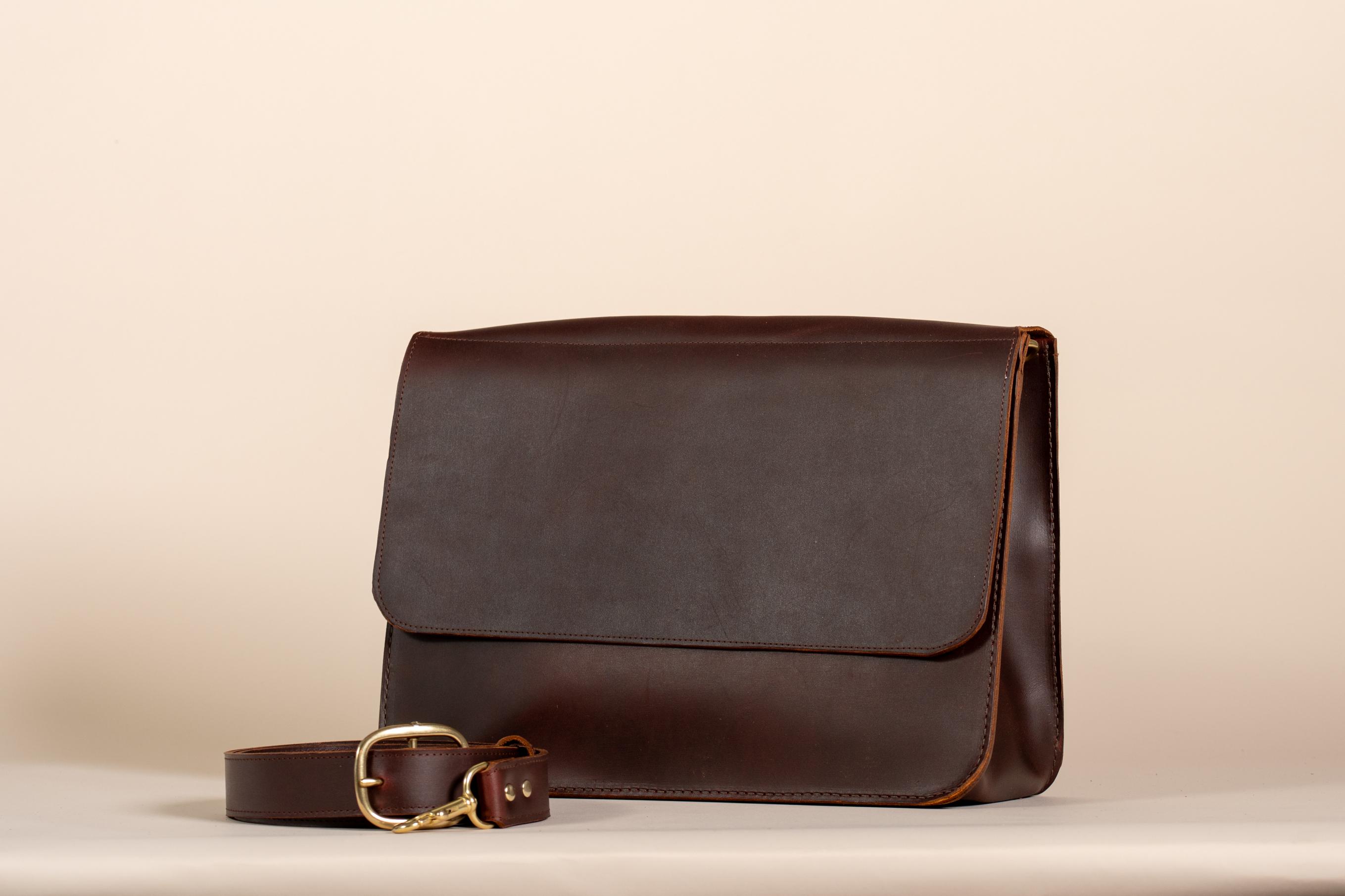 Indigo Laine The Satchel in Tobacco, handcrafted leather Satchel