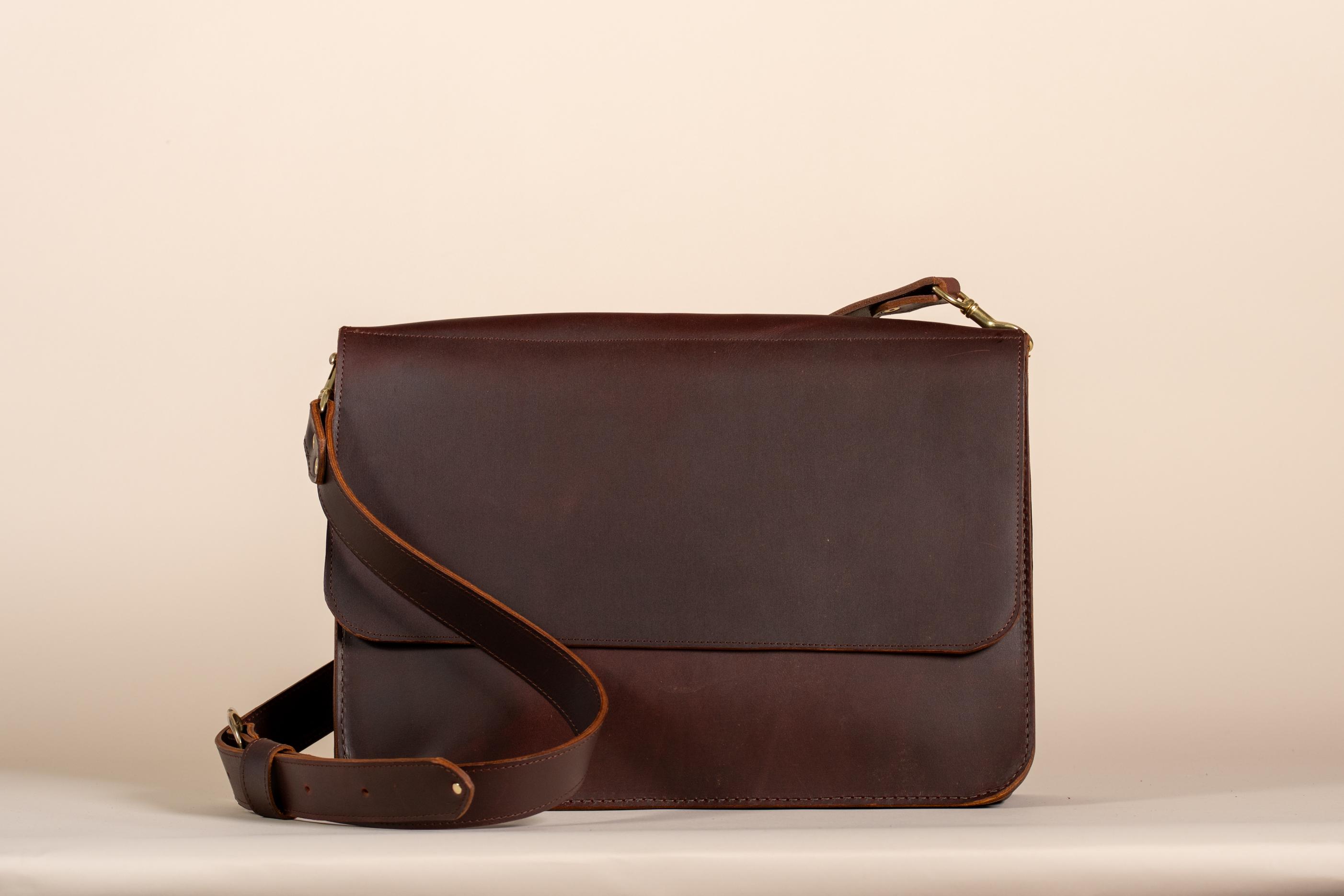 Indigo Laine The Satchel in Tobacco, handcrafted leather Satchel