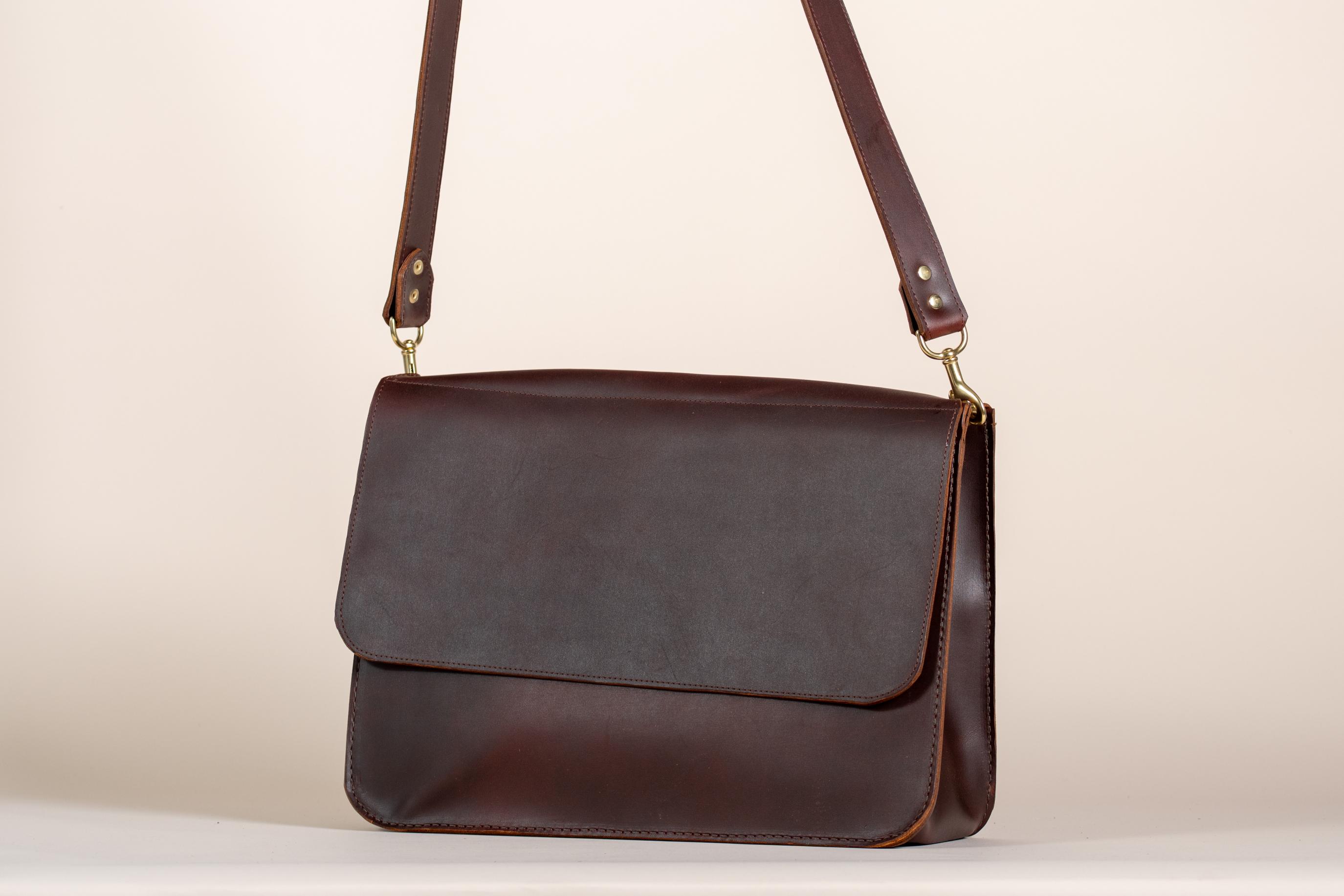 Indigo Laine The Satchel in Tobacco, handcrafted leather Satchel