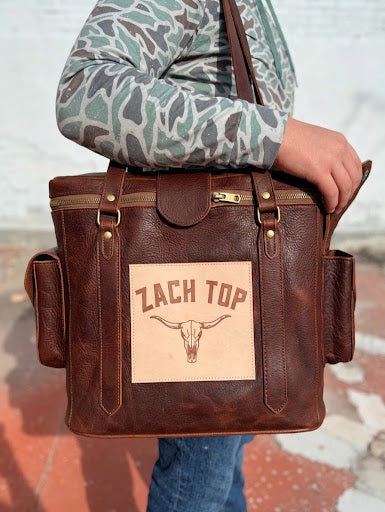 Custom Zach Top ice chest cover being worn