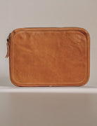 Indigo Laine The Laptop Sleeve in Camel, handcrafted leather laptop sleeve