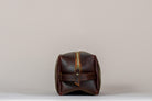 Indigo Laine The Toiletry Kit in Tobacco, handcrafted leather toiletry kit